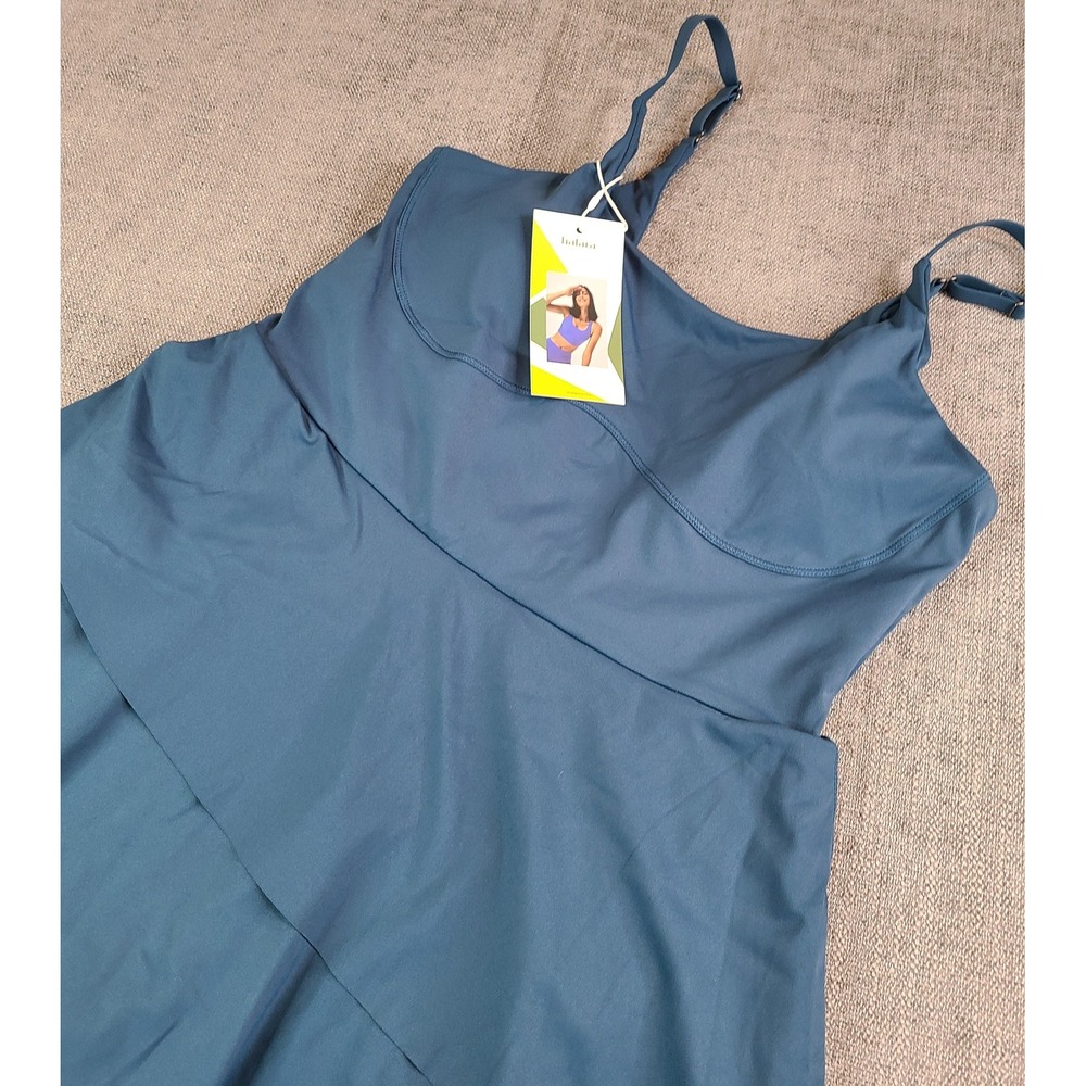 Halara Dress Womens Medium Oxford Blue Built-In Shorts Ruffle Activewear NWT